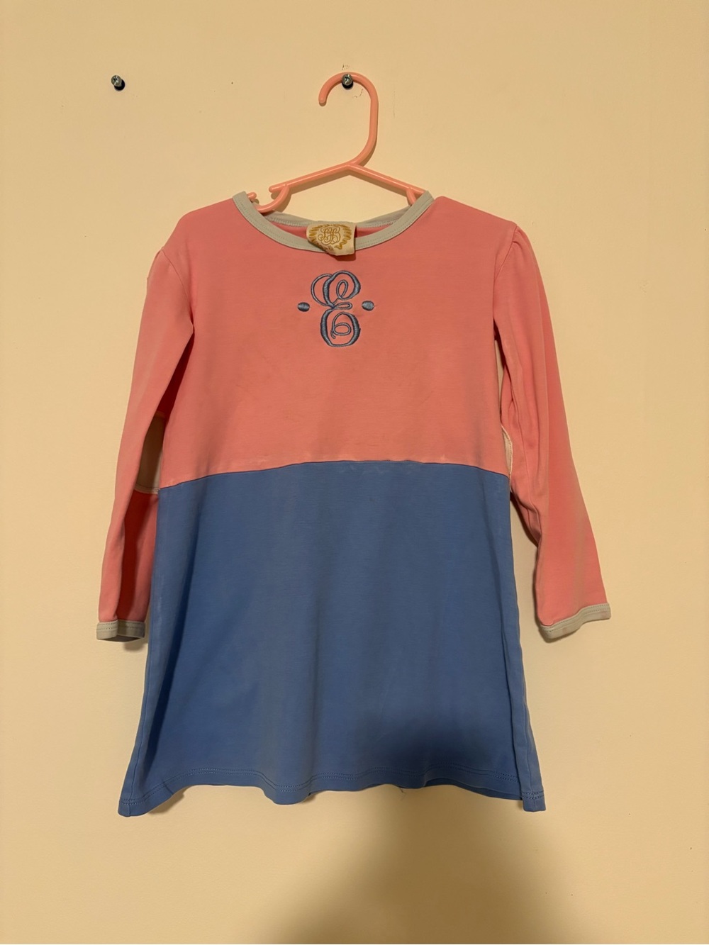 The Beaufort Bonnet Company Pink and Blue Colorblock Long Sleeve Dress
